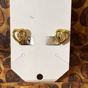 Vintage Monet Gold Heart with Stud Clip Earrings very dainty